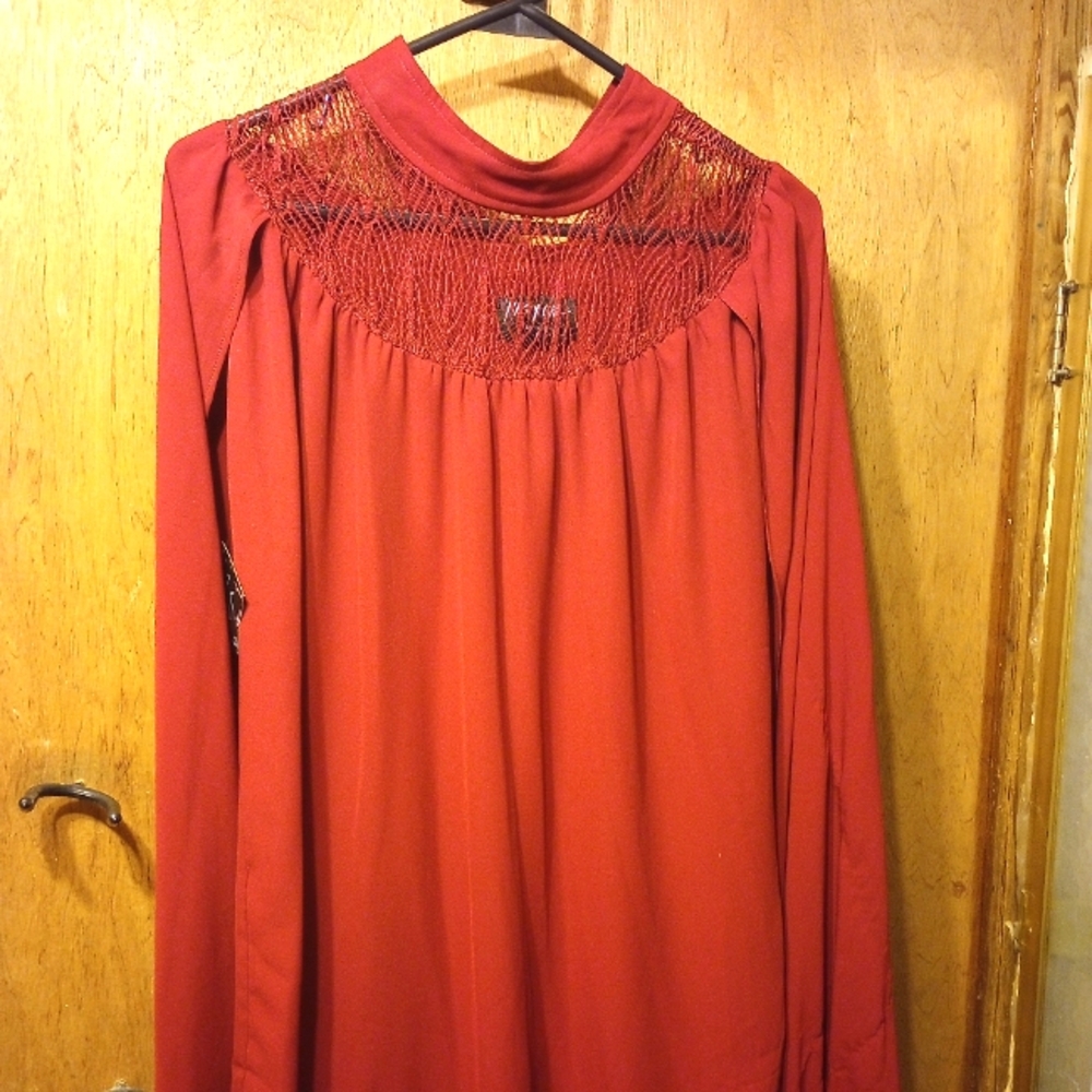 Nasty Gal Red Long Sleeve Cape Dress with Lace Detail